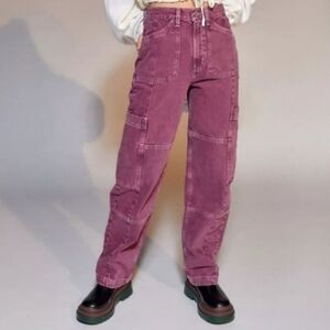 BDG Urban Outfitters Kate High Waisted Baggy Cargo‎ Jean Plum Women Size 26